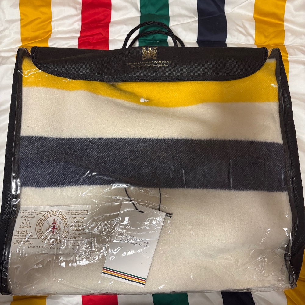 Authentic Hudson’s Bay Company HBC 6-Point Wool Blanket queen multistripe